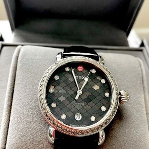 Michele CSX Diamond and black irredesent face watch w/day of the month c…